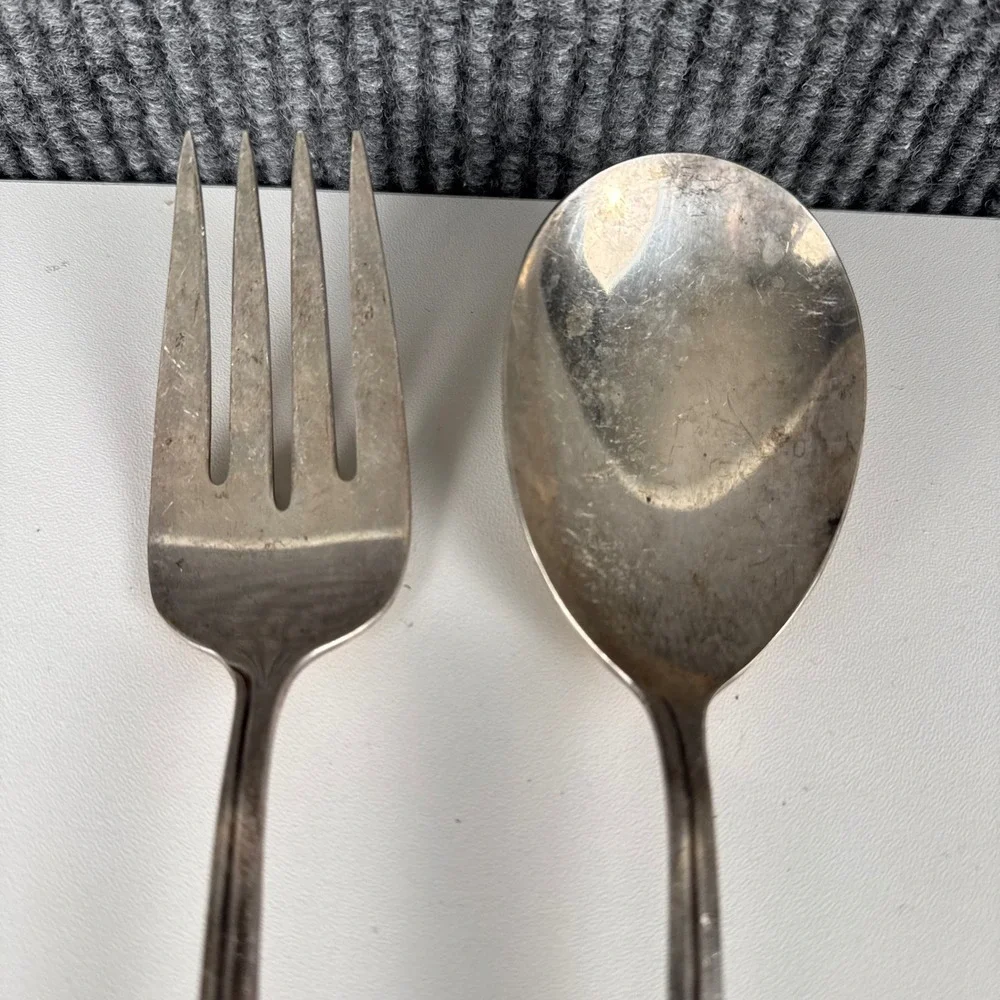 Holmes & Edwards DeepSilver Silver Fashion 1956 Salad Serving Set Fork‎ Spoon